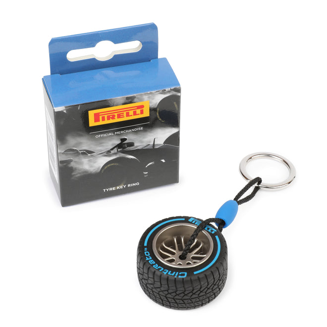Pirelli Mini Wind Tunnel Tyre Keyring - Wet Tyre