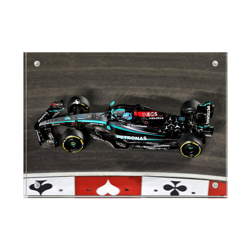 George Russell 2024 Mercedes AMG Petronas Acrylic Block Print - Las Vegas GP