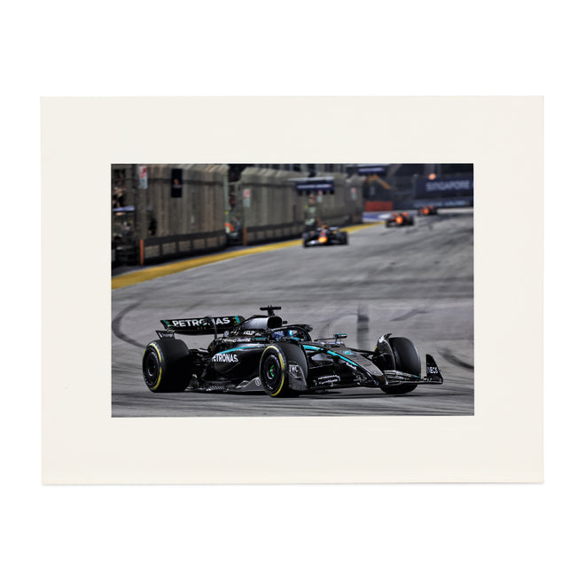 George Russell 2025 Mercedes-AMG Petronas F1 Team Strut Mount Print - Singapore GP