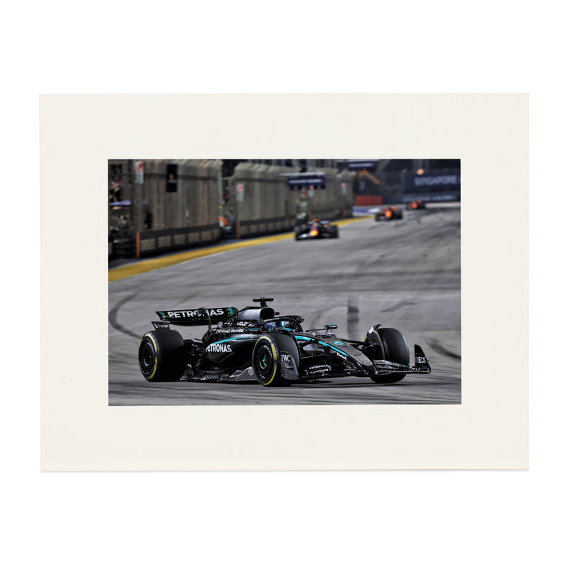 George Russell 2025 Mercedes-AMG Petronas F1 Team Strut Mount Print - Singapore GP